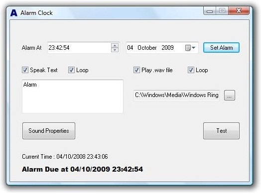 Screenshot of Alarm Clock Software Download